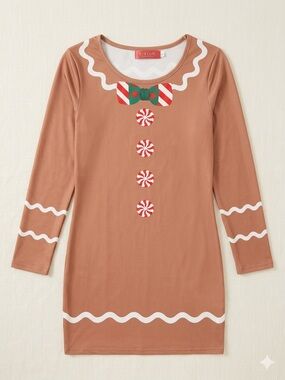 Festive Gingerbread Man Christmas Bodycon Dress